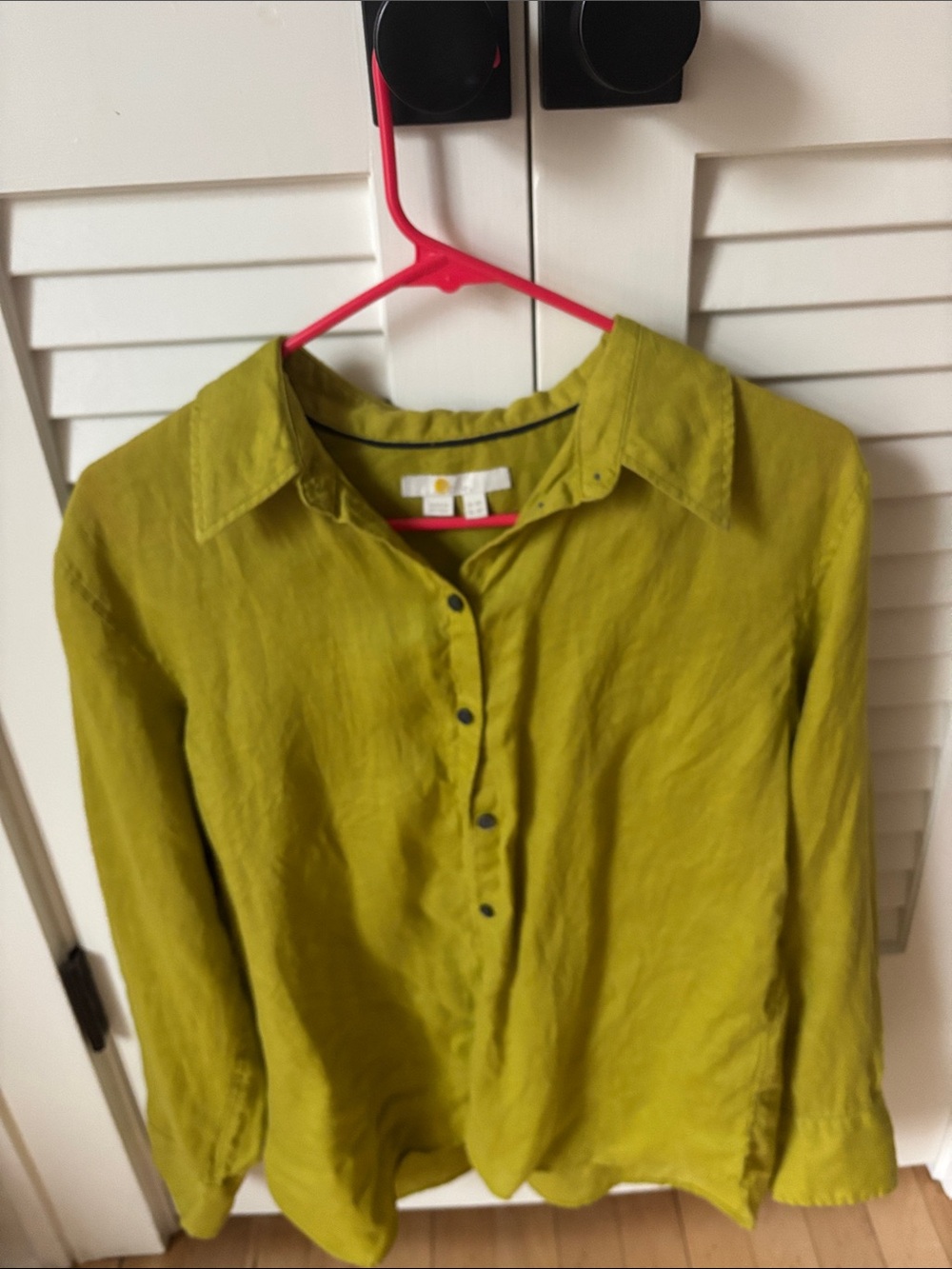 Boden Chartreuse Green Linen Button-Down Shirt